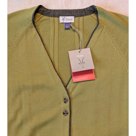 Ibex Cardigan Women's NWT Green Cashmere Wool Knit Sweater Size Small - Picture 3 of 12